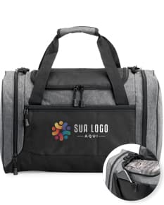 Bolsa esportiva de couro na cor preta, com capacidade de 46 litros, alça de ombro, fecho de zíper, design moderno e elegante. Ideal para viagens, academia, ou passeios casuais.
