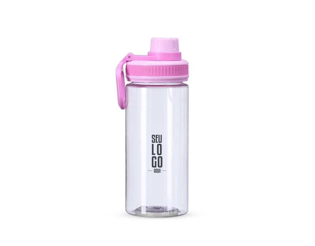 Squeeze Plástico 500ml na cor azul com tampa rosqueável e bico para beber.