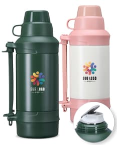 Garrafa térmica de 1250ml na cor preta, com tampa de rosca e design moderno.