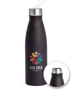 Garrafa de aço inoxidável de 800ml em fundo branco.