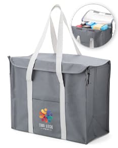 Bolsa Térmica 34 Litros de cor azul, com alça ajustável e fecho em zíper. Ideal para manter alimentos e bebidas refrigerados por longos períodos.