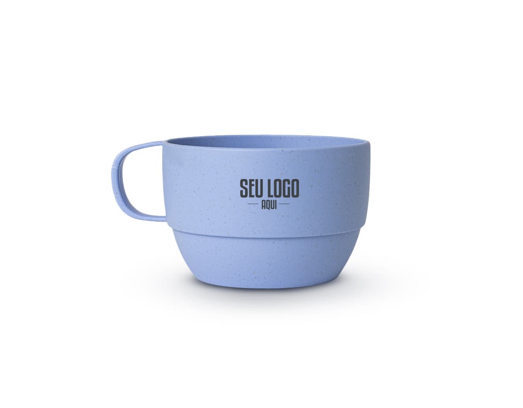 Caneca Palha de Trigo 300ml em cor bege, feita de material sustentável.