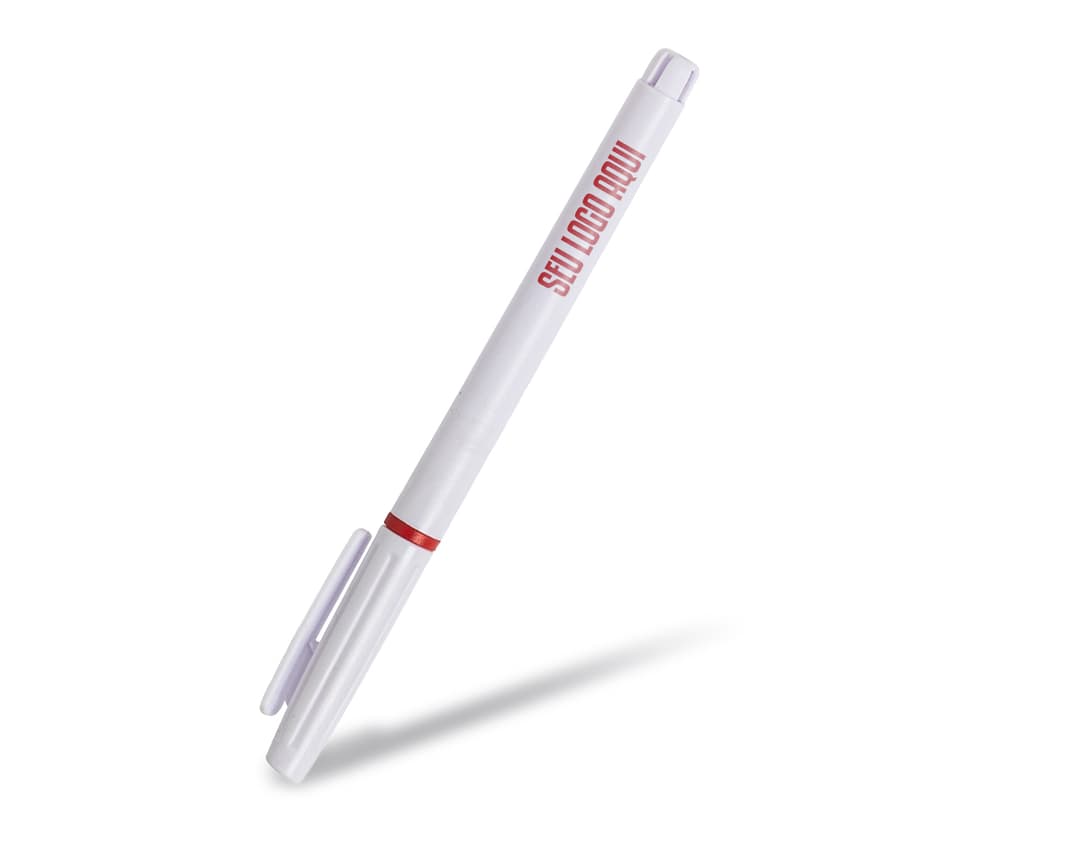 Caneta Plástica preta e colorida em design moderno, perfeita para escrita e desenho. Feita de plástico, é um objeto de escritório essencial.