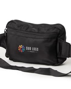 Pochete de Nylon Impermeável preta, moderna e elegante, ideal para viagens ou uso casual. Possui alça ajustável, zíper, bolso e fecho com elegância e praticidade. O acessório esportivo é resistente à água e ideal para o armazenamento seguro de pertences pessoais.