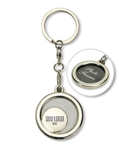 Chaveiro em aço inoxidável com corrente, adaptador e argola. O design elegante e durável é perfeito para manter as chaves seguras e organizadas. Ideal para uso diário ou como um presente único e prático.