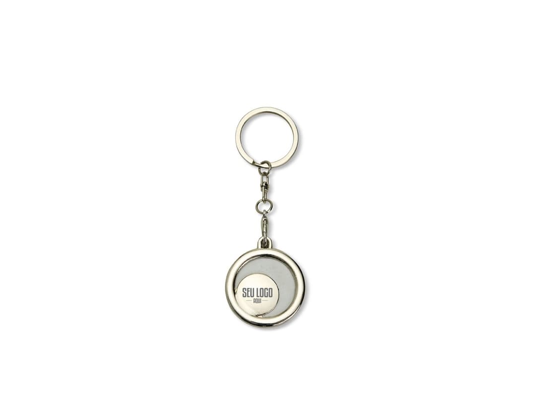 Chaveiro em aço inoxidável com corrente, adaptador e argola. O design elegante e durável é perfeito para manter as chaves seguras e organizadas. Ideal para uso diário ou como um presente único e prático.