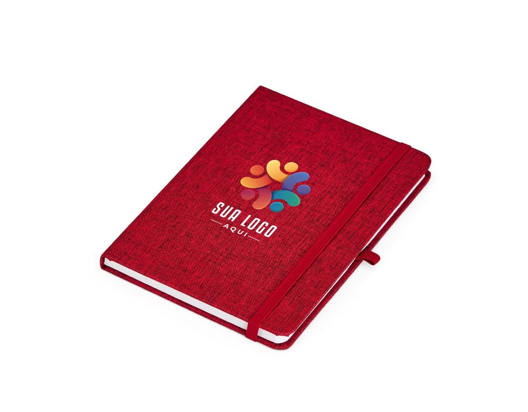 Caderneta em linho com porta caneta, em cores neutras, com capa protetora, folhas em branco e fecho de elástico. Ideal para anotações no escritório, reuniões de negócios ou estudos. Design vintage e textura de linho, perfeito para decoração ou uso pessoal.