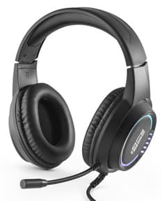Fones de ouvido em metal prateado com design moderno, fechados com cadeado, simbolizando segurança e proteção. Conexão por fio, com plugue de chave, ideal para ouvir música em alta qualidade.