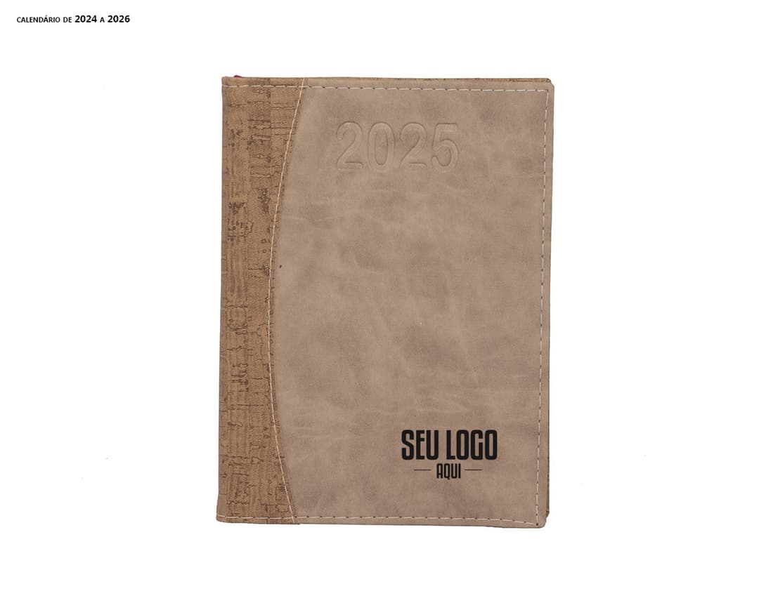 Agenda Diária 2025 com capa marrom antiga e envelhecida, textura áspera e padrão retro. Páginas em branco e desgastadas, com marcação de borda vintage. Perfeito para anotações e planejamentos no estilo vintage e vintage.