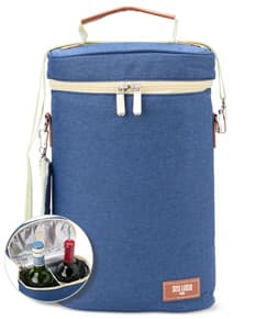 Porta-Garrafas Térmico Duplo em aço inoxidável com design elegante e alça para facilitar o transporte. Ideal para manter a temperatura de garrafas de bebidas. Disponível na cor prata.