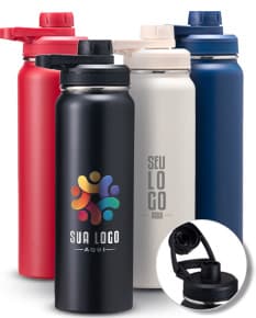 Garrafa térmica de 850ml em inox.