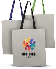 Bolsa de algodão na cor azul com alças curtas e detalhes em costura branca.