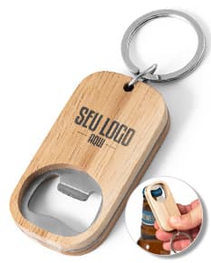 Abridor de garrafas em aço inox e bambu.