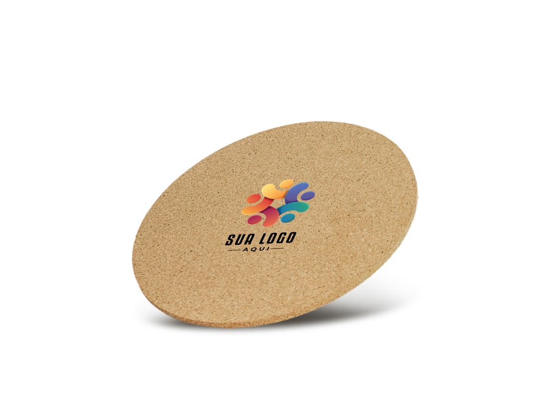 Descanso de Panela Cortiça 15cm - Produto em cortiça de 15cm de diâmetro para proteger superfícies de queimaduras de panelas quentes.