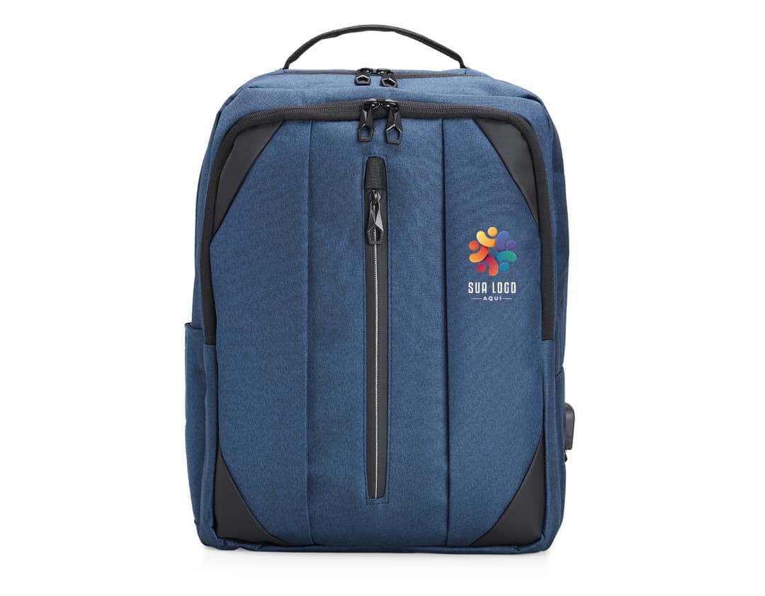Mochila de Nylon 27 Litros preta, moderna, com alça de couro, zíper metálico, design elegante e espaçosa para viagens e negócios.