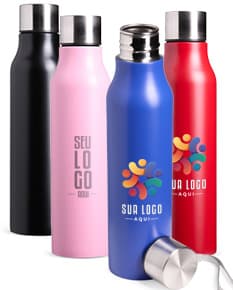 Garrafa Inox 1 Litro em fundo branco.
