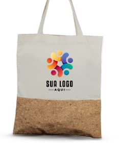 Bolsa de Algodão 140g/m² com alças ecológicas, feita de tecido resistente em cor neutra.