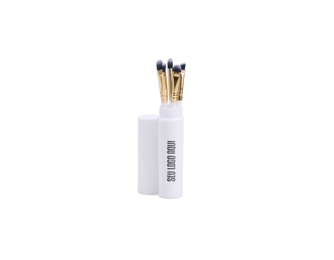 Kit pincel com 5 peças em um fundo branco.