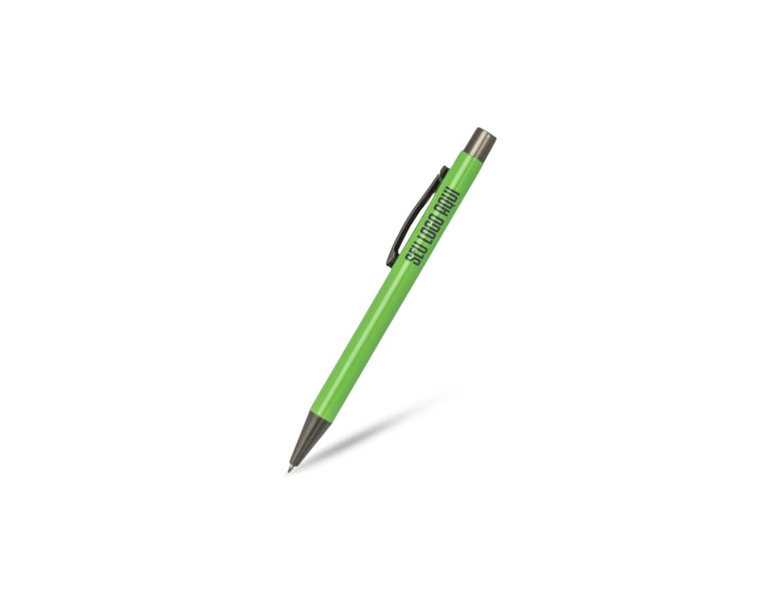 Caneta Metal 1.0mm em cores vivas e vibrantes sobre um fundo branco. O design moderno e elegante do instrumento de escrita é ideal para uso em escritório, escola ou negócios. O traço preciso e a ponta de 1.0mm garantem um resultado limpo e profissional em qualquer tipo de papel.