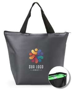 Bolsa Termica de 9,6 litros em cor azul com logo estampado.