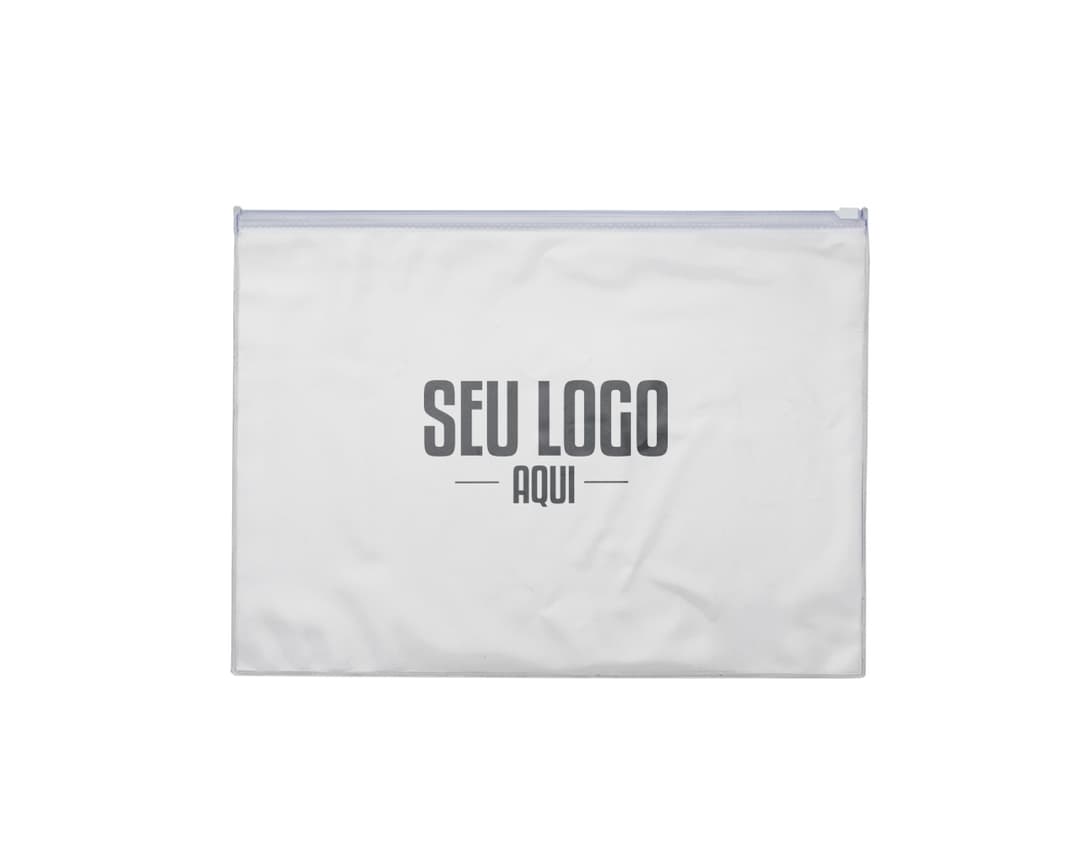 Embagem da Pasta Zip Zap em destaque, contendo diversos envelopes coloridos e uma aba transparente para fechamento.