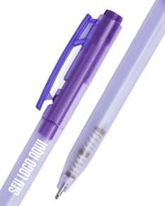 Caneta plástica colorida e vibrante, com design moderno e limpo. Perfeita para uso no escritório, escola ou em casa.