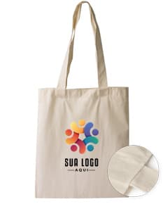 Sacola de algodão marrom com alça de couro e fecho de zíper. Acessório de moda elegante e moderno para compras em lojas. Elegante e feminino, é um item de luxo e estilo.