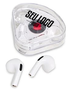 Fone de ouvido Bluetooth Touch preto, sem fio, com design moderno e minimalista.