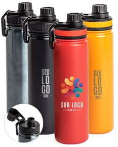 Garrafa Térmica 650ml na cor preta, com design moderno e tampa hermética.