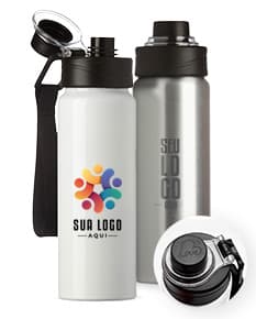 Squeeze Alumínio 800ml na cor azul, com tampa de rosca e bico retrátil.