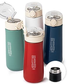Garrafa Térmica Inox 500ml, com tampa de rosca e design moderno.