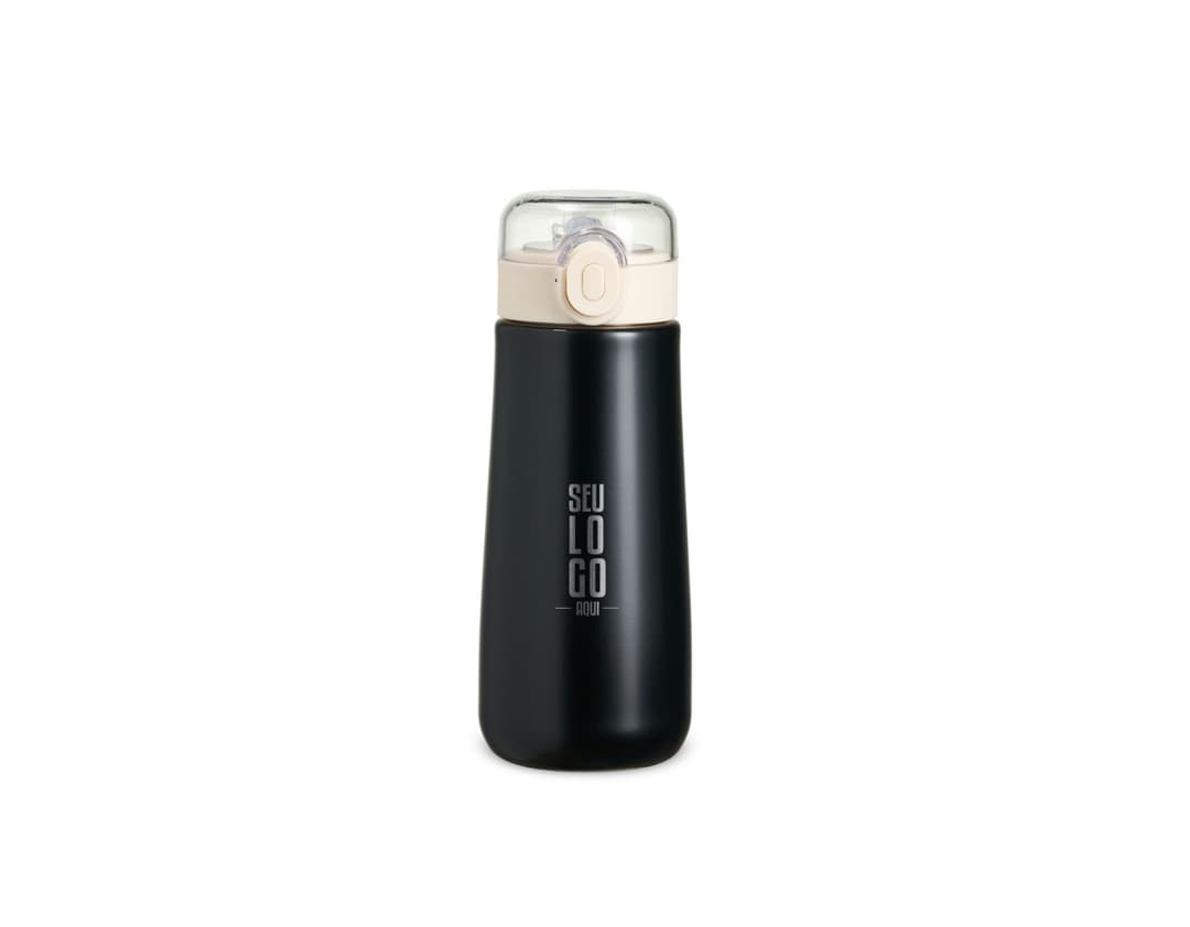 Garrafa Térmica Inox 500ml, com tampa de rosca e design moderno.