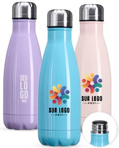 Garrafa 540ml Inox com tampa rosqueável e design moderno em aço inoxidável.