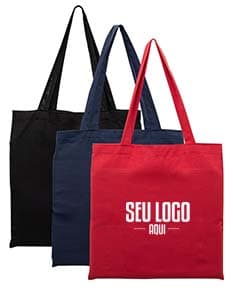 Imagem de uma sacola de algodão com alças reforçadas e estampa de folhas verdes.