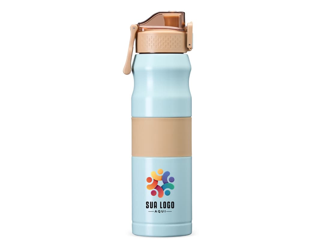 Bottle de plastico amarelo com capacidade de 550ml para Squeeze Térmica, com tampa e design clean.