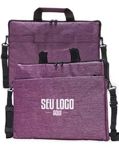 Pasta para notebook de 15,6 polegadas feita de poliéster preto, com alças de couro, fecho de zíper, elegante e moderna. Ideal para viagens de negócios e armazenamento seguro de equipamentos.