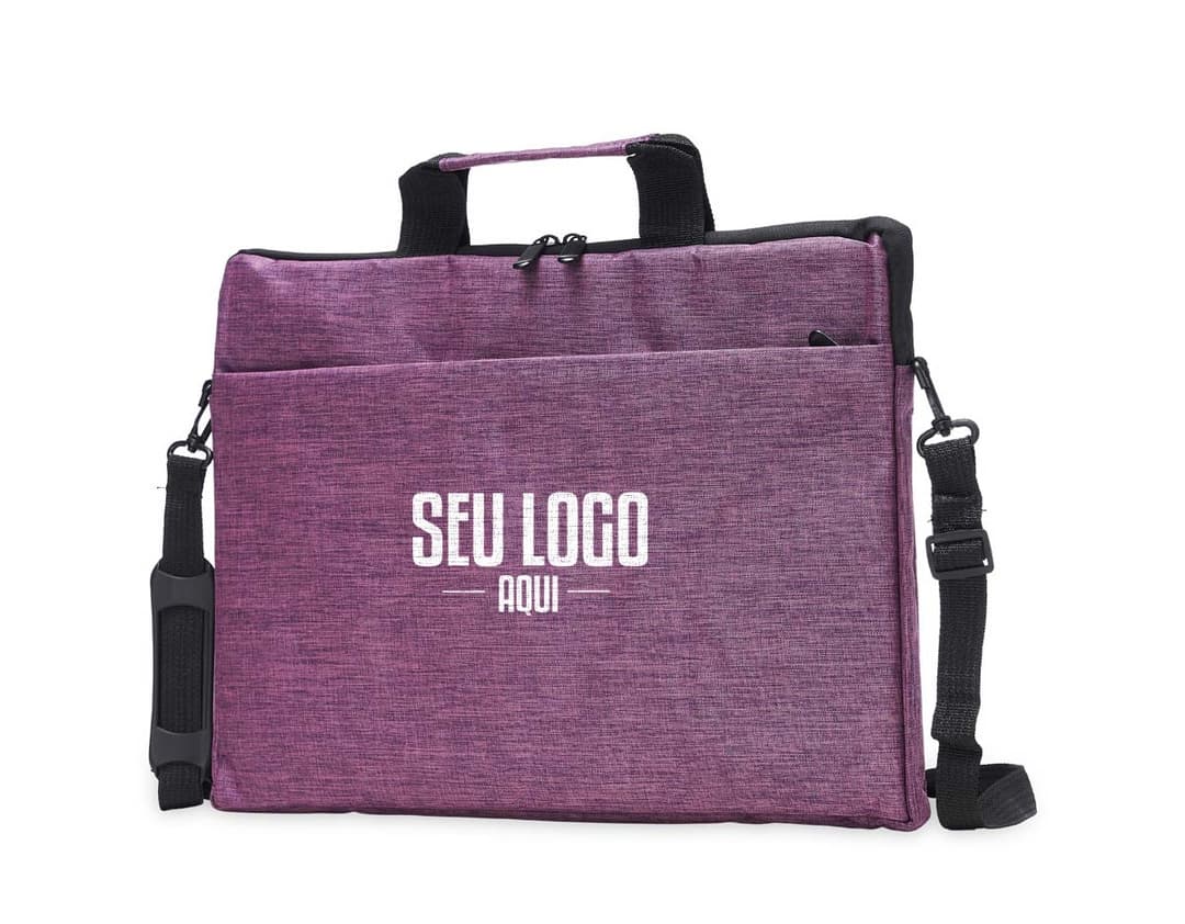 Pasta para notebook de 15,6 polegadas feita de poliéster preto, com alças de couro, fecho de zíper, elegante e moderna. Ideal para viagens de negócios e armazenamento seguro de equipamentos.