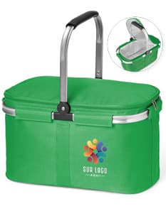 Sacola térmica flexível preta de luxo, feita em couro e metal com cadeado para maior segurança. Ideal para transporte de objetos pessoais, garantindo estilo e proteção.