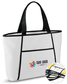 Sacola térmica 9 L preta em design 3D, com alça de metal e plástico. A sacola está vazia e possui um símbolo de carrinho de compras no topo, indicando seu uso em compras. Ideal para manter alimentos frescos durante o transporte.