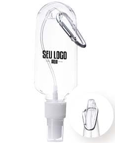 Frasco plástico de 100ml com mosquetão.