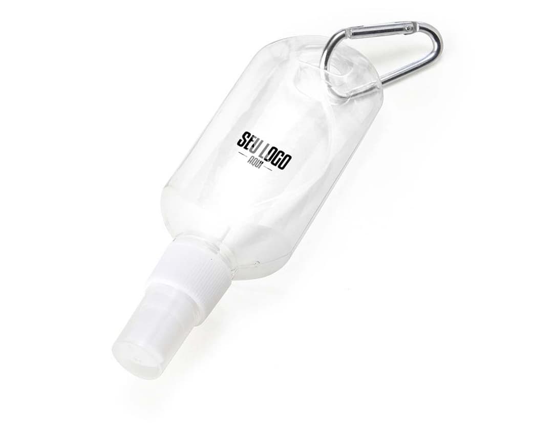 Frasco plástico de 100ml com mosquetão.