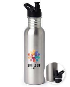 Squeeze Inox 700ml em fundo branco, com tampa de rosca e design elegante.