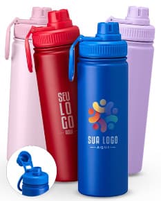 Garrafa Inox 750ml em fundo branco.