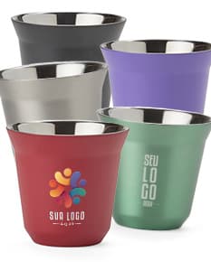 Copo Parede Dupla 80ml, feito de vidro transparente com design moderno e elegante.