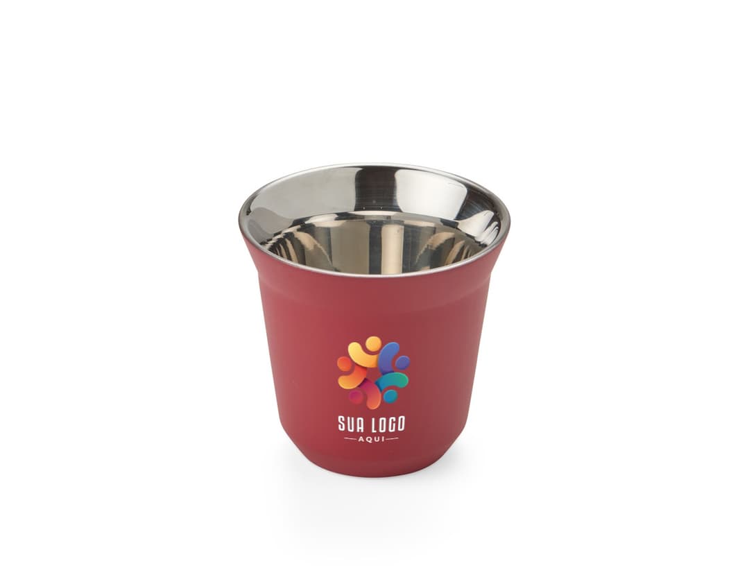 Copo Parede Dupla 80ml, feito de vidro transparente com design moderno e elegante.