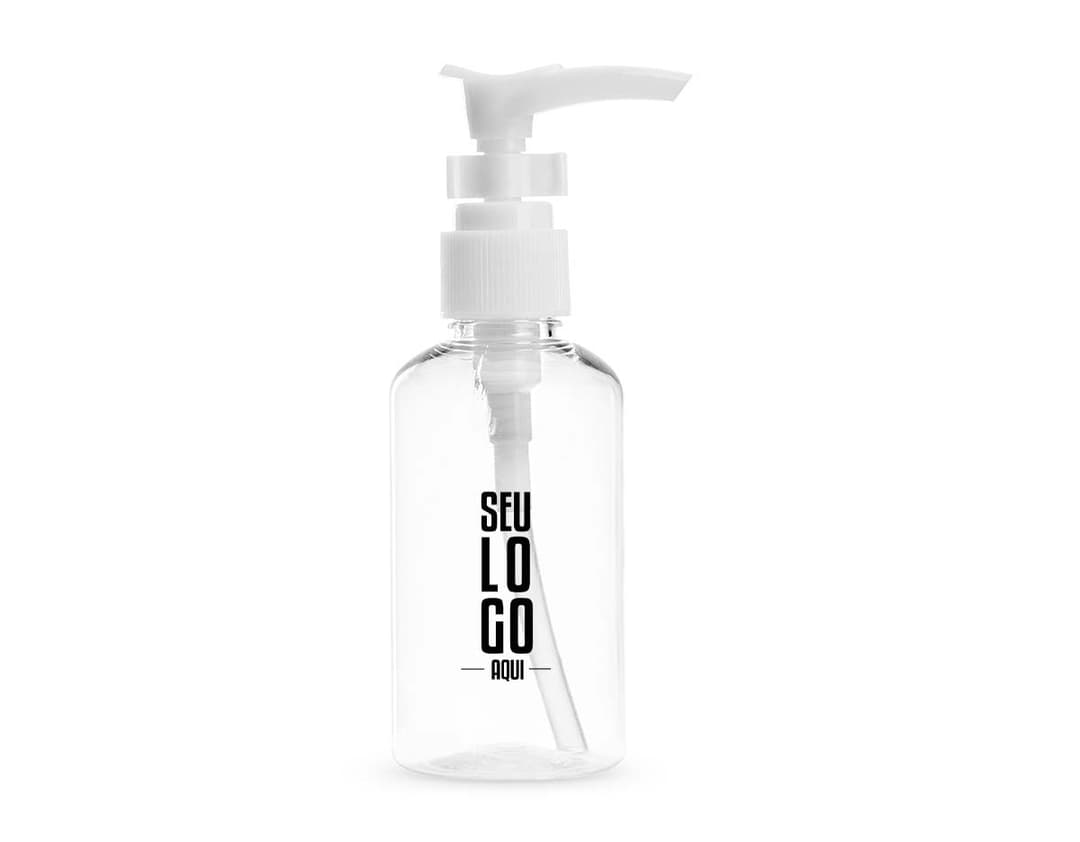 Frasco plástico de 75ml transparente com tampa rosqueável.