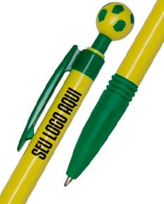 Caneta plástica bola na cor azul com tampa transparente.