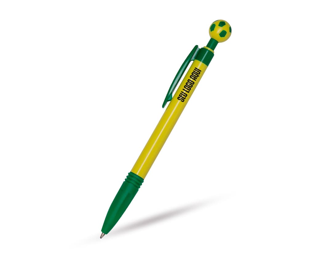 Caneta plástica bola na cor azul com tampa transparente.