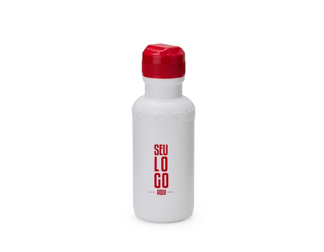 Squeeze plástico de 500ml em cor verde, com tampa rosqueável e design moderno.