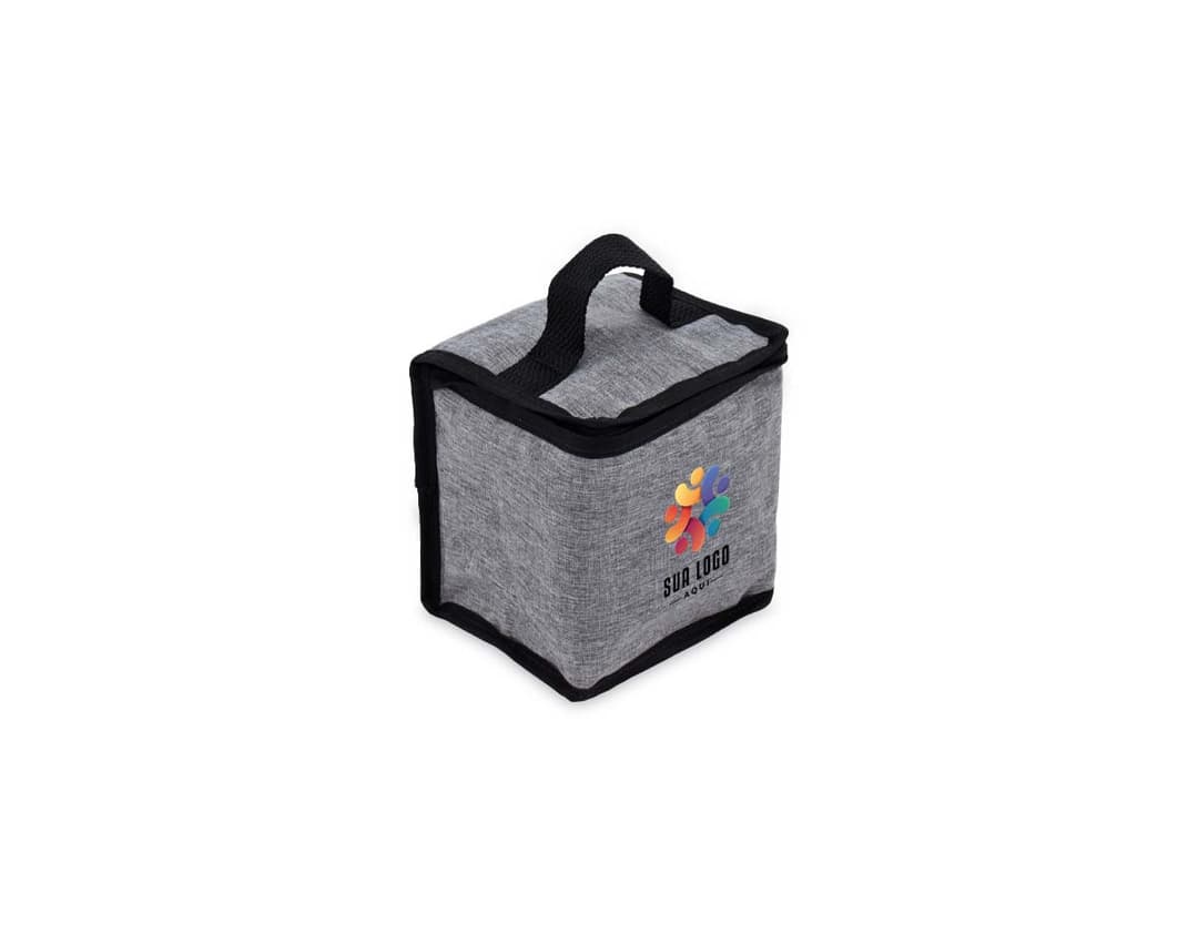Bolsa térmica 4 litros na cor azul, com alça e zíper prata.